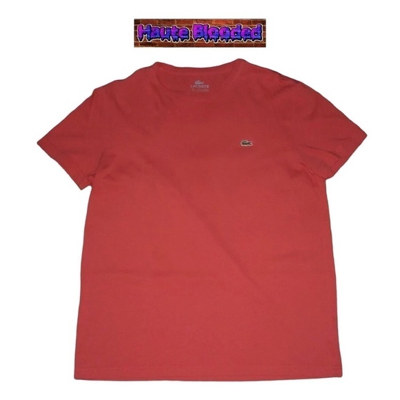 Lacoste Tee Shirt Orange Alligator Logo Preppy Golf Summer Soft Pima Cotton 5 L - Picture 1 of 6